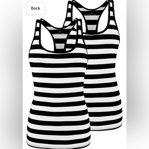 Workout Athletic Tank Tops for Women Pack, Black/White Striped, Small - Picture 1 of 4